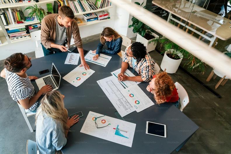 Business people working office corporate meeting team startup concept